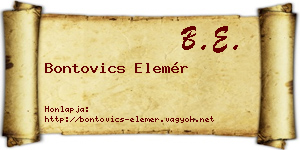 Bontovics Elemér névjegykártya